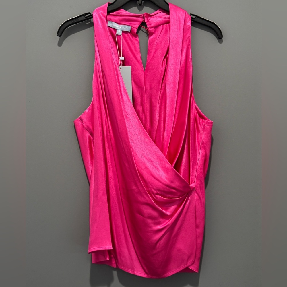 Antonio Melani Sexy Plunging Hot Pink Sleeveless Top